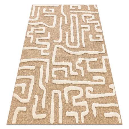 Covor Labirint bej, din sisal, textură structurată, ideal pentru living