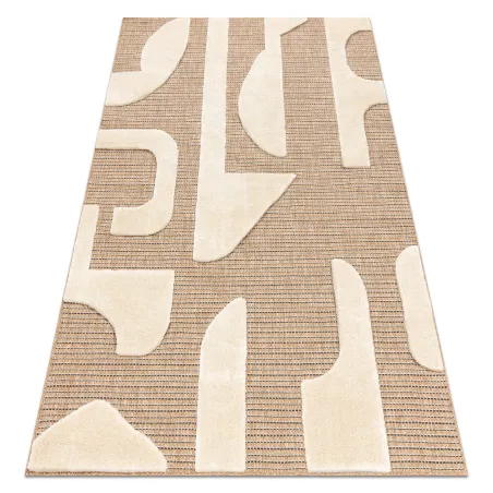 Covor geometric SPARK 0696A bej, din sisal, cu textură structurală