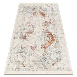 Covor DISTIN 0100B roz modern cu ornament si franjuri