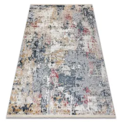 Covor DISTIN 0123A în nuanțe de roz și alb, design modern cu franjuri