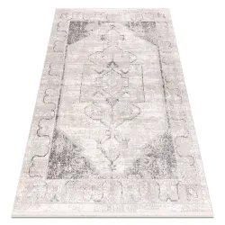 Covor modern DISTIN 0107B gri, gri deschis și alb cu franjuri