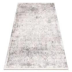 Covor modern gri cu romburi si franjuri - stil clasic, design geometric