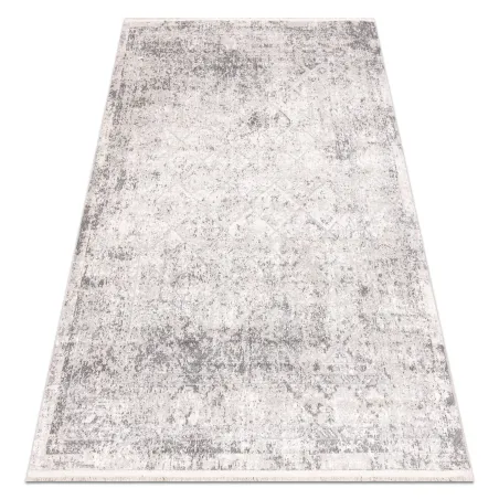 Covor modern gri cu romburi si franjuri - stil clasic, design geometric