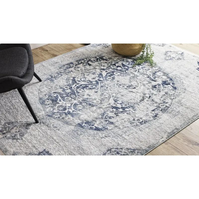 Covor albastru DISTIN 0820A cu design vintage ornamental