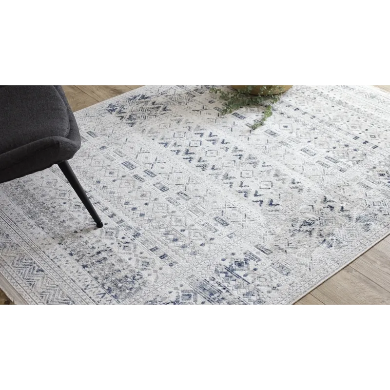 Covor albastru și alb în stil Boho, design clasic