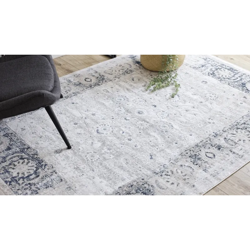 Covor DISTIN 0843A în nuanțe de albastru închis și albastru, design modern