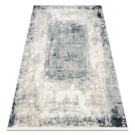 Covor DISTIN 0845A alb și albastru modern - covor clasic cu franjuri