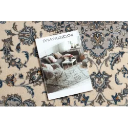 Covor NAIN Ornament Cadru Lână Bej/Albastru