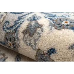 Covor NAIN Ornament Cadru Lână Bej/Albastru