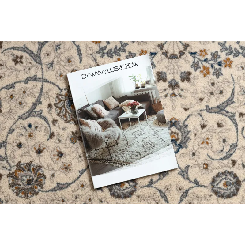 Covor Lână NAIN Ornament Cadru Bej/Albastru