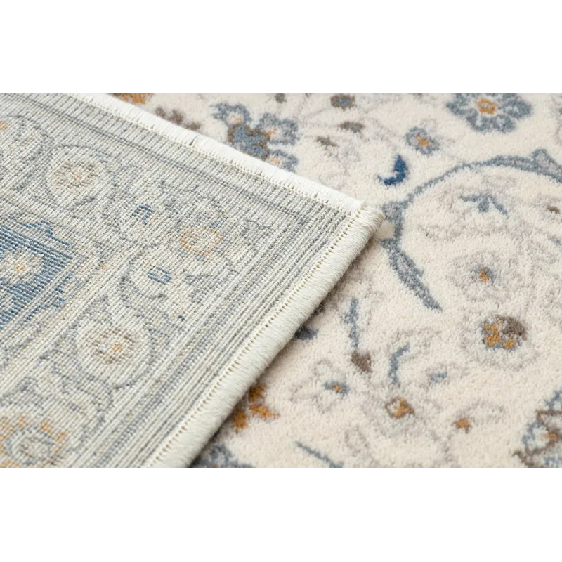 Covor Lână NAIN Ornament Cadru Bej/Albastru