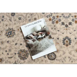 Covor Lână NAIN Ornament Cadru Bej/Albastru