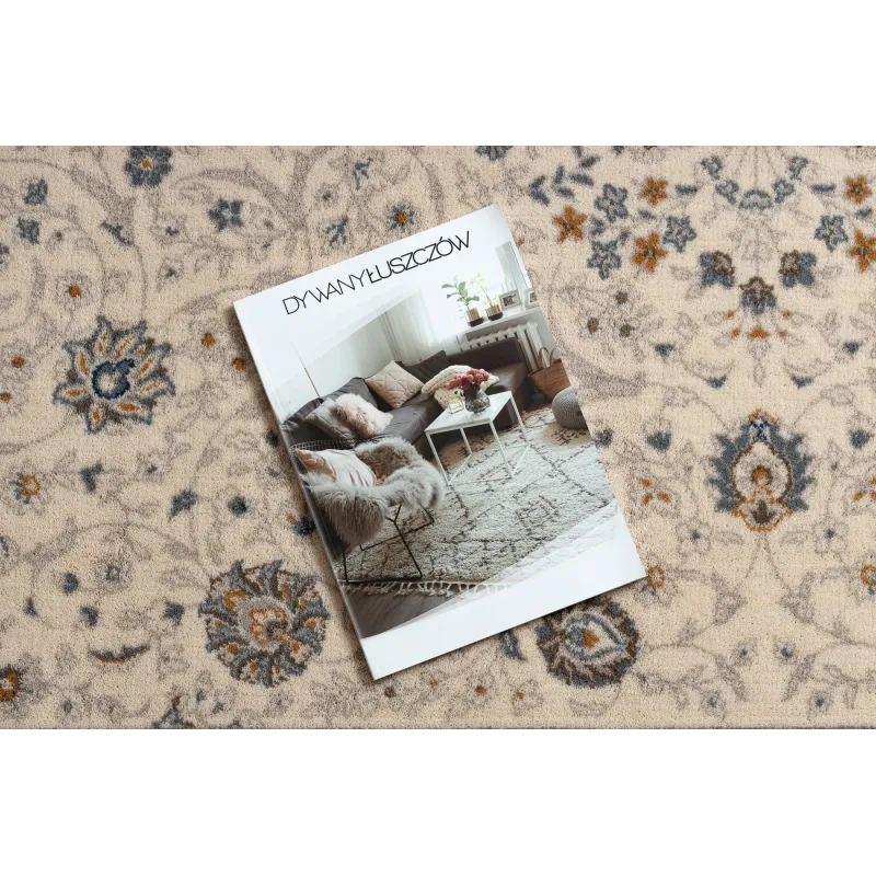 Covor Lână NAIN Ornament Cadru Bej/Albastru