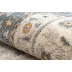 Covor Lână NAIN Ornament Cadru Bej/Albastru