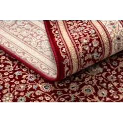 Covor NAIN Ornament cadru bordo bej lână