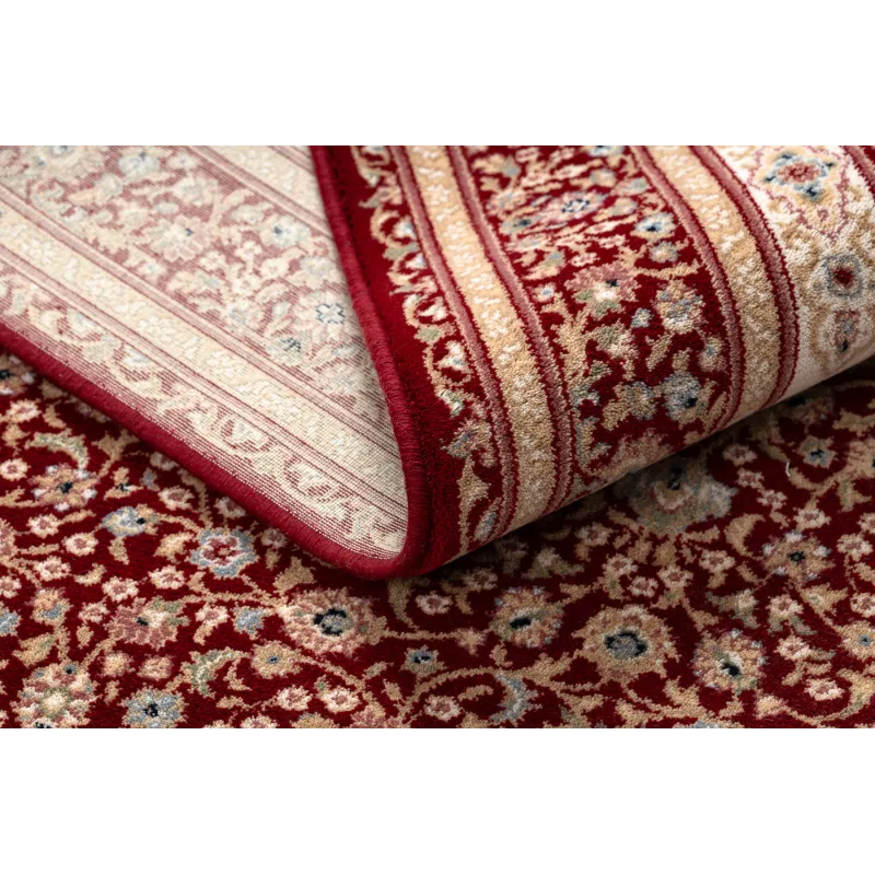 Covor NAIN Ornament cadru bordo bej lână