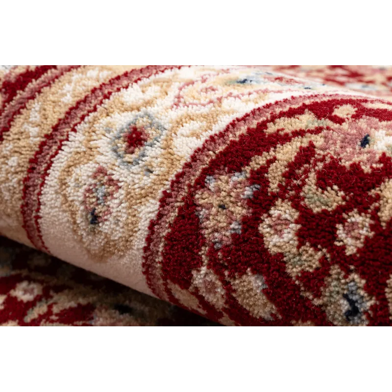 Covor NAIN Ornament cadru bordo bej lână