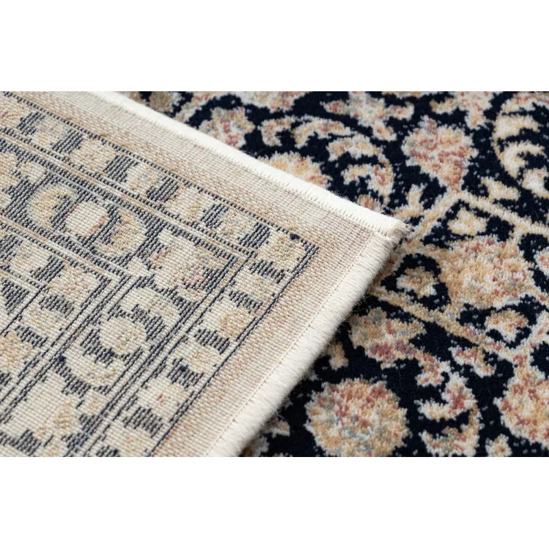 Covor NAIN Ornament lână albastru închis bej