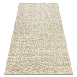 Covor din lână TAHAR 99005B crem / gri - ȚESUT MANUAL cu pliuri, solid