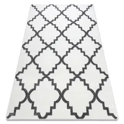 Covor SKETCH - F343 crem / gri trifoi marocan trellis - 2 CALITATE