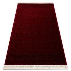 Covor clasic oriental bordeaux cu franghii, design tradițional