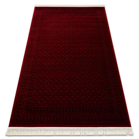 Covor clasic oriental bordeaux cu franghii, design tradițional