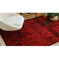Covor bordeaux și negru, un covor oriental elegant pentru spații de locuit