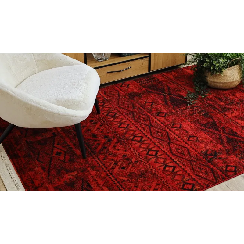 Covor bordeaux și negru, un covor oriental elegant pentru spații de locuit