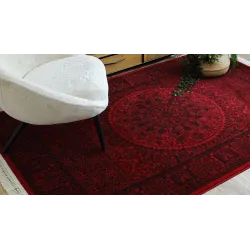 Covor burgund cu negru, design oriental, covor clasic