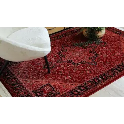 Covor ORIENT Y307 în bordou și negru cu motive clasice