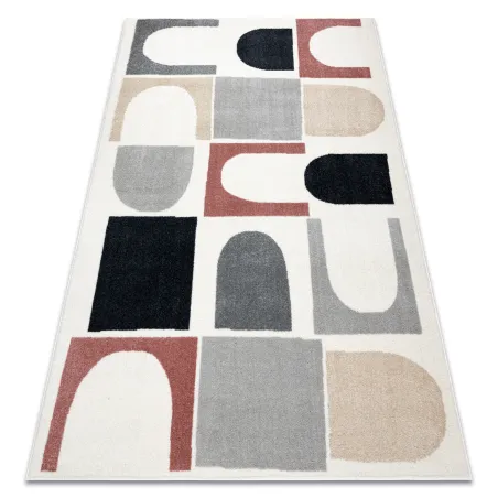Covor geometric FUSION 0213 alb și roz închis, design modern