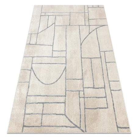 Covor geometric FUSION 0806 în nuanțe de crem și gri deschis, modern