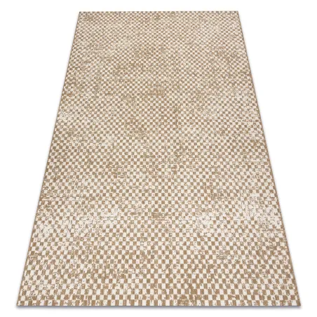 Covor sisal geometric, culoare bej natural, țesătură din sfoară