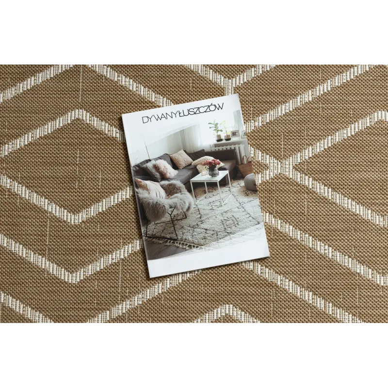 Covor sisal geometric, ideal pentru decorarea camerelor moderne, culoare bej