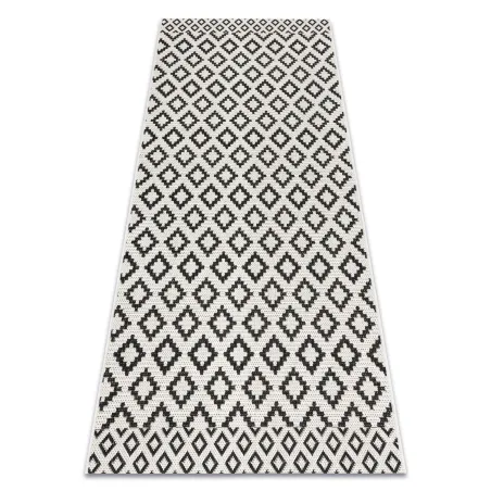 Covor din sisal crem și negru cu romburi, perfect pentru decorarea camerelor moderne