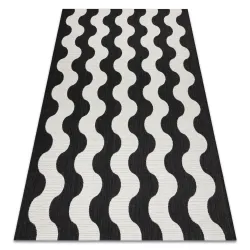 Covor FLAT Sisal Valuri crem/negru