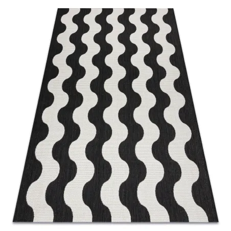 Covor din sisal crem și negru, perfect pentru interioare moderne