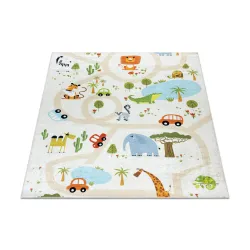 Covor BAMBINO 1165 Zoo, spălabil, antiderapant, pentru camera copiilor
