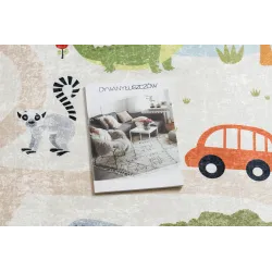 Covor BAMBINO 1165 Zoo, spălabil, bej, ideal pentru joacă în camera copiilor
