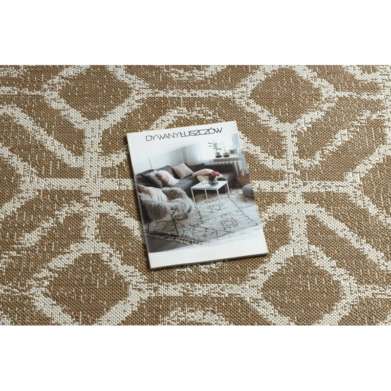 Covor sisal bej cu model geometric