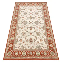 Covor din lână SOHO în bej natural și teracotă, design elegant cu ornament