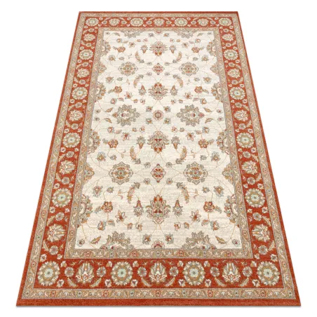 Covor din lână SOHO în bej natural și teracotă, design elegant cu ornament