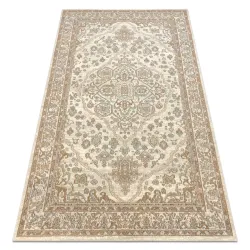 Covor din lână SOHO cu ornament floral bej, ideal pentru decor elegant