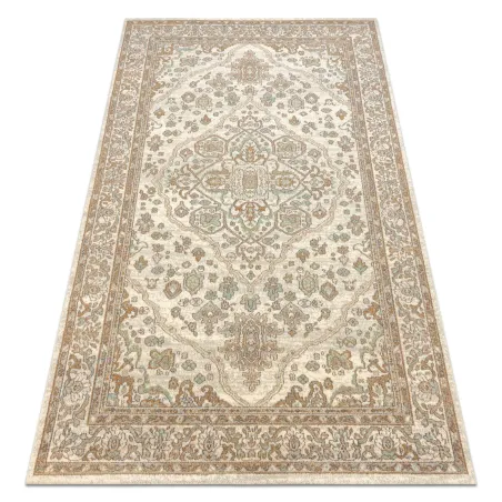 Covor din lână SOHO cu ornament floral bej, ideal pentru decor elegant