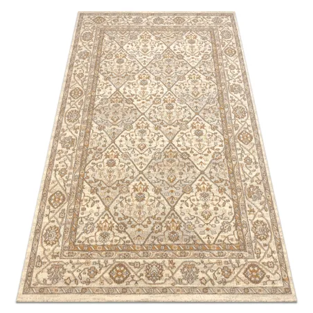 Covor din lână SOHO bej natural cu model geometric de romburi
