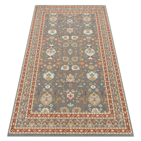 Covor din lână SOHO cu ornament natural albastru și teracotă
