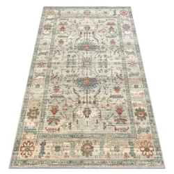 Covor din lână SOHO 477.09.LA100 în stil Boho, bej natural și verde