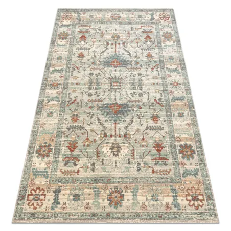Covor din lână SOHO 477.09.LA100 în stil Boho, bej natural și verde