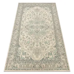 Covor din lână SOHO 477.01 cu ornament bej natural și verde