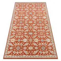 Covor din lână SOHO cu flori teracotă, stil natural, ideal pentru living